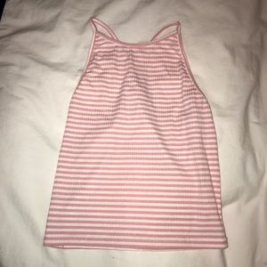 pink and white striped tank top